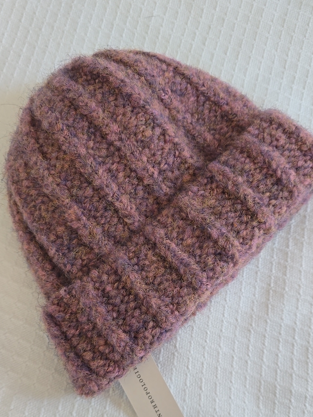 Anthropologie Sold Out Ribbed Knit Beanie Mauve Purple OS NWT